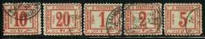 Egypt # J1-5, Used. CV $ 325.00