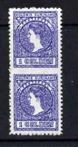 Surinam 1907 Wilhelmina 1g vert pair imperf between being...