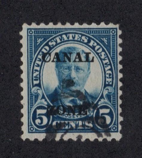 CANAL ZONE Sc# 74 Used F Overprint on US Teddy Roosevelt