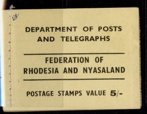 RHODESIA & NYASALAND QEII SG SB1, 1955 5s black on yellow cover booklet. Cat £45