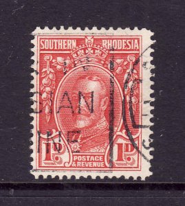 Southern Rhodesia-Sc#17-used 1p scarlet KGV-perf 14-1935-