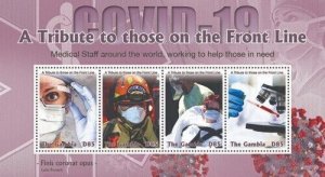 Gambia 2020 - Covid-19 Front Line  - Sheetlet of 4 Stamps - Scott #3862 - MNH