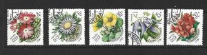 RUSSIA - 1981 FLOWERS OF THE CARPATHIAN MOUNTAINS - SCOTT 4943 TO 4947 - USED