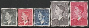 1952 Belgium - Sc 446-450 - used VF - 5 Single - King Baudouin