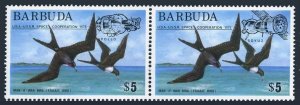 Barbuda 213-214a pair, MNH. Mi 227-228. Frigate Birds, USA-USSR Space test, 1975