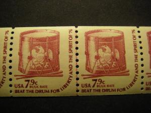 Scott 1615, 7.9c Drum, long LINE PAIR, shiny gum, MNH Americana Beauty