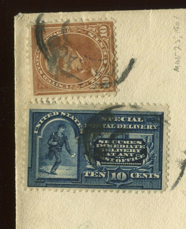 E5a & 283 Special Delivery Used Stamp on 1901 Registered COVER Chicago to Ohio