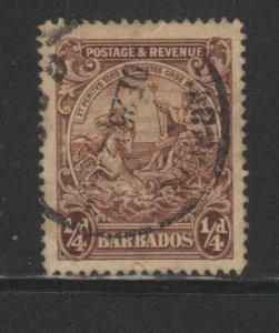 BARBADOS #165  1925-35  1/4p    SEAL OF THE COLONY   USED  F-VF   d