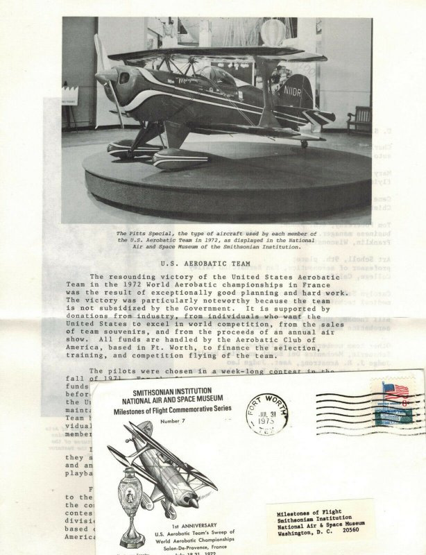 Aviation Milestones #7 US Aerobatic Team Sweeps Airplane Championships 1972