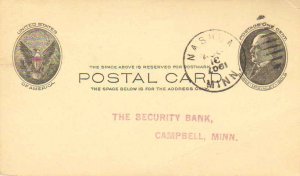 United States Minnesota Nashua 1907 duplex  1892-1973  Postal Card.