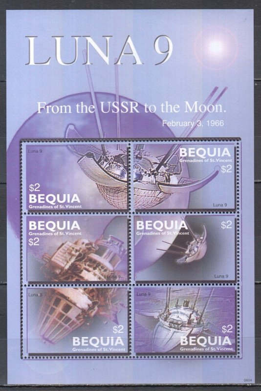 SS0484 2006 BEQUIA SPACE LUNA 9 FROM THE USSR TO THE MOON 1KB MNH