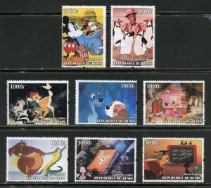 Benin 2004: Mickey Mouse 75th Birthday with film clips set of eight stamps