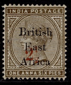 BRITISH EAST AFRICA QV SG64, 2½ on 1½a sepia, UNUSED. Cat £120.