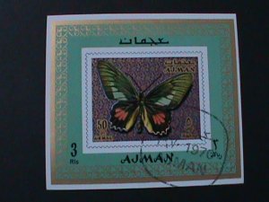 AJMAN-1970-COLORFUL BEAUTIFUL LOVELY BUTTERFLY-CTO-IMPERF-S/S VF-FANCY CANCEL