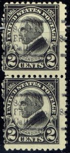 1923 2c HARDING (610-L-1HS) w/precancel pr f/SOUTH SAN FRANCISCO CA. SCARCE!!