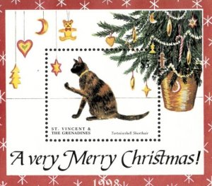 St. Vincent 1998 - Christmas Cats - Souvenir Stamp Sheet - Scott #2654 - MNH
