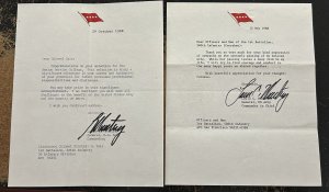 2 General Louis T. Menetrey Signed Letters to LTC Mitchell Zais 939V