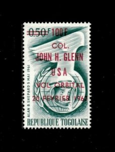 Togo 1962 - Astronauts, John Glenn, Red OVPT, REVAL - Individual - Sc 421a - MNH