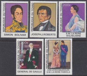 CHAD Sc # 330-4 CPL MNH SET of 5 DIFF FAMOUS WORLD PERSONALITIES