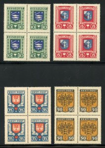 ESTONIA  SCOTT #B28/31 BLOCKS OF FOUR  MINT NEVER HINGED -SCOTT VALUE $230.00