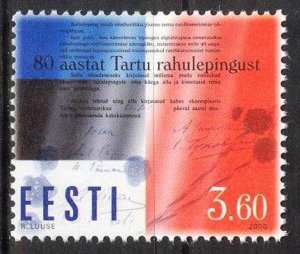 Estonia 2000 Tartu Peace Treaty between Estonia and Russia Flags MNH