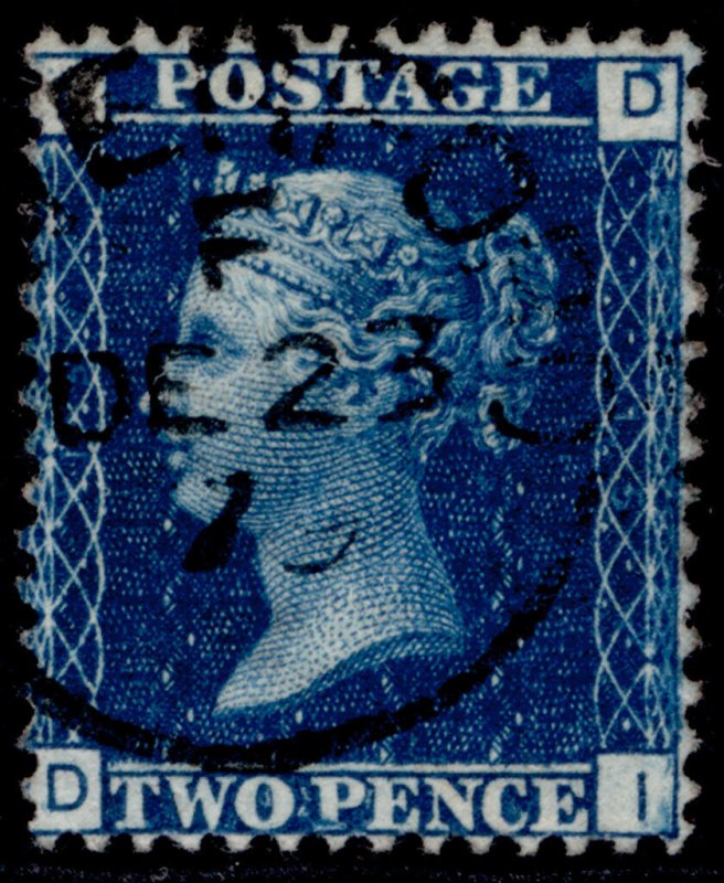 GB QV SG47, 2d dp blue plate 15, FINE USED. Cat £38. CDS DI