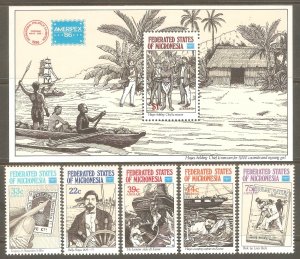 MICRONESIA Sc# 52 C21 - C25 MNH FVF Set5+ Souv Sht Bully Hayes