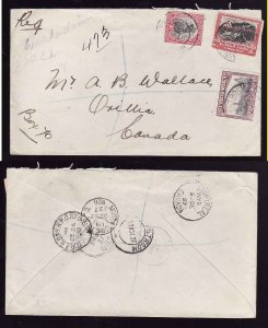 South Africa cover #14284-Wakkerstroom 17 Nov 1927-reg'd to Canada-B/S