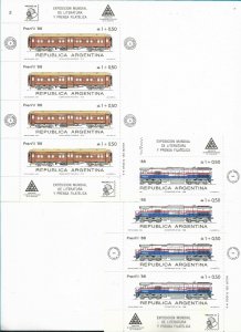 ARGENTINA 1988, TRAINS, RAYLWAYS MINI SHEET PRENFIL88 SC B123/6 MI 1922/5