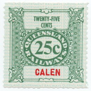 (I.B) Australia - Queensland Railways : Parcel Stamp 25c (Calen)