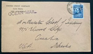 1932 Santa Maria Colombia Paqueboat United Fruit Company UFC Cover To Usa