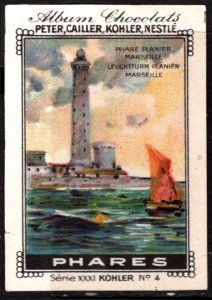 Vintage Swiss Poster Stamp Peter, Cailler, Kohler, Nestlé Planier Lighthouse