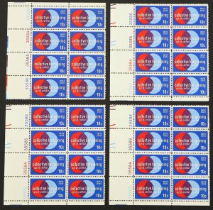 U.S. Mint Stamp Scott #1558 10c Bargaining Lot of 4 Plate # Blocks of 8. NH.