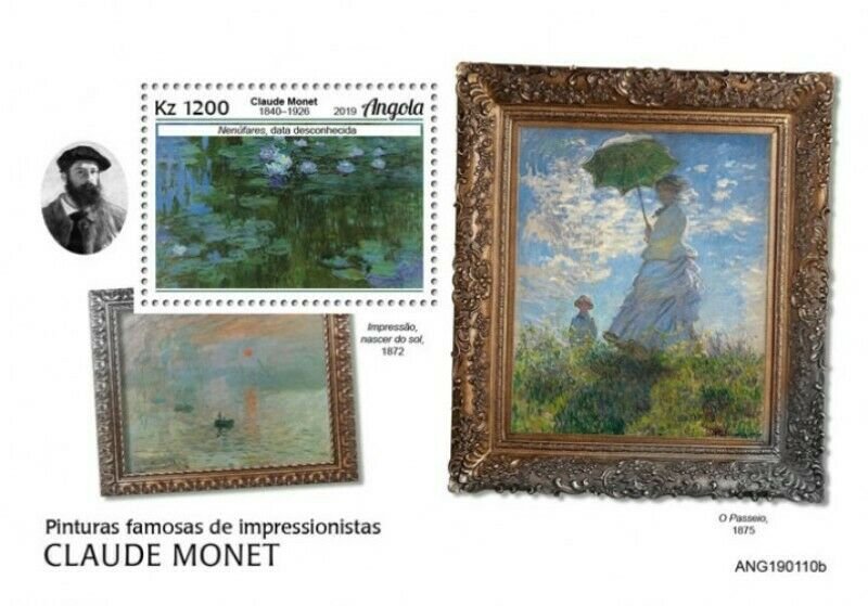 Angola - 2019 Impressionist Paintings - Stamp Souvenir Sheet - ANG190110b