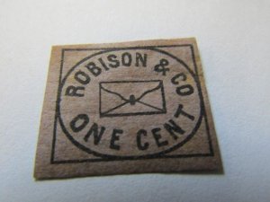 US Local Stamps, Scott #128L?,Robinson & Co. One Cent 1855,Reprint-Forgery MH NG