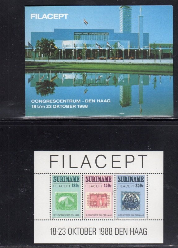 SURINAM #825 1988 FILACEPT '88 MINT VF NH O.G C/B