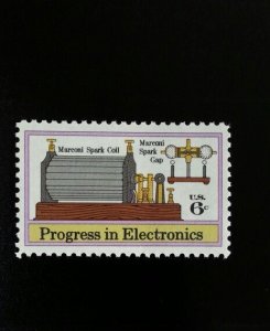 1973 6c Marconi's Spark Coil, Progress in Electronics Scott 1500 Mint F/VF NH