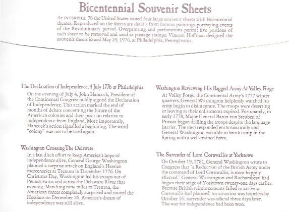 US #1686-89 Bi-Centennial Souvenir Sheets, in Mounts.