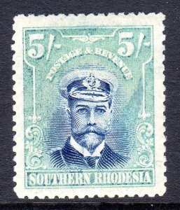 SOUTHERN RHODESIA  -1924-29 - sg 14  -  5/-  value -lightly hinged    cv £90.00 