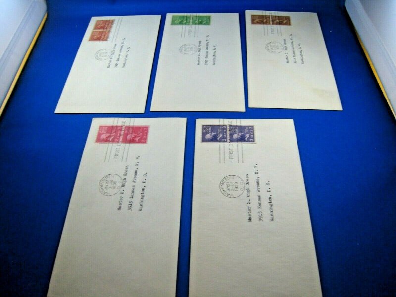 UNITED STATES  -  1939 PRESIDENTIAL SERIES COILS  - FDCs - LOT OF 13