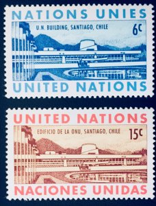 United Nations NY #194-195 6¢ &15¢ UN Building in Santiago, Chile(1969) MNH