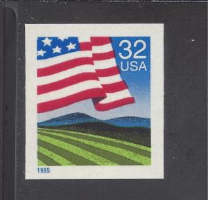 #2919 32c Flag Over Field - Booklet Single 1995 MNH