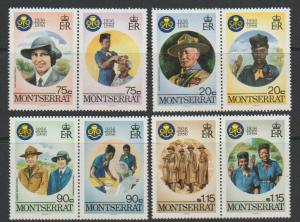 Montserrat SG 669a - 675a MVLH - 4 se-tenant pairs- Scouts