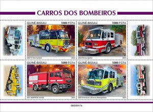 GUINEA BISSAU - 2023 - Fire Engines - Perf 4v Sheet - Mint Never Hinged