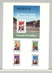 Grenada (Grenadines) #739-743 World Cup Soccer 4v & 1v S/S Imperf Proofs on Card