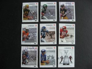 Canada Sc 2568-76 grey cup football, used singles set 