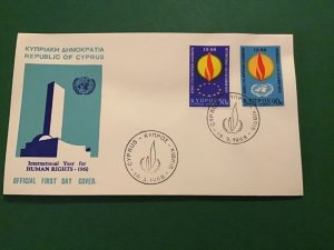 Cyprus First Day Cover Human Rights 1968 Stamp Cover R43149
