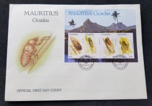 *FREE SHIP Mauritius Cicadas 2002 Insect Bug Mountain Tree Fauna (FDC)