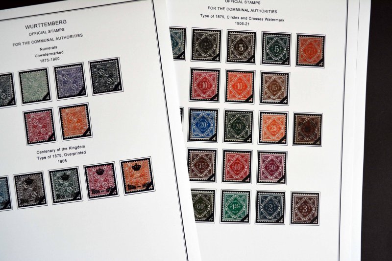 COLOR PRINTED GERMANY STATES 1849-1923 STAMP ALBUM PAGES (66 illustrated pages)