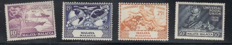 MALAYA-MALACCA # 18-21  VF-MLH  UNIVERSAL POSTAL UNION  / 75th ANV./LOT#2